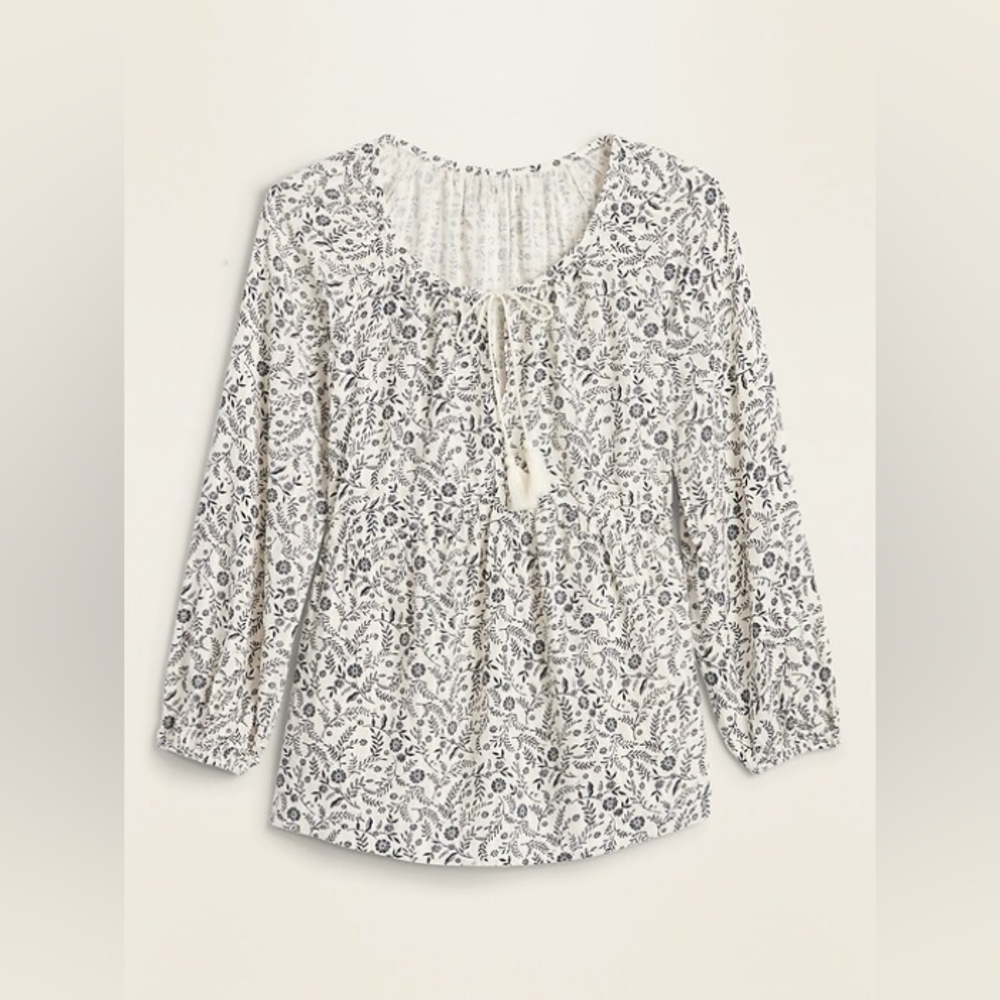 Floral Print Women's Top By Old Navy Cotton Size L